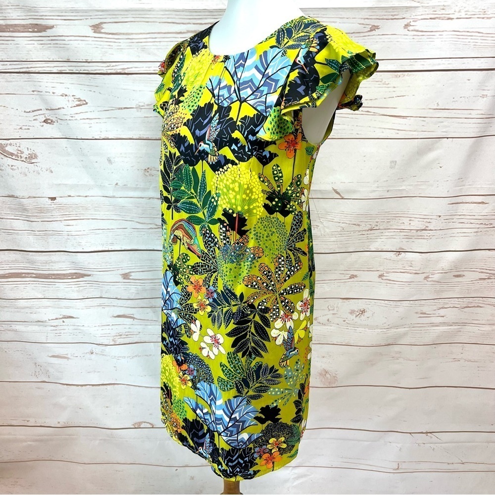 Ann Taylor Loft Chartreuse Tropicalia Jungle Animal Print Shift Dress